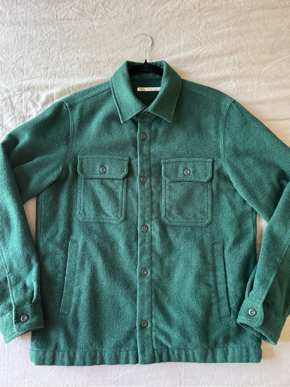 Zara Green Shirt Jacket with Chest Pockets